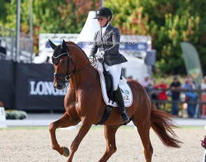 Lena Hassmann and Dancing Brave at the 2022 World Young Horse Championships :: Photo © Astrid Appels