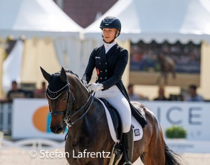 Greta Busacker (daughter of Ingrid Klimke) and Frieda at the Nurnberger Burgpokal qualifier in Balve :: Photo © Stefan Lafrentz