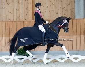 Anders Sjobeck Hoeck and Søbakkehus Miss Malfoy win the 4-year old division at the 2025 Danish Young Horse Championships :: Photos © Ridehesten