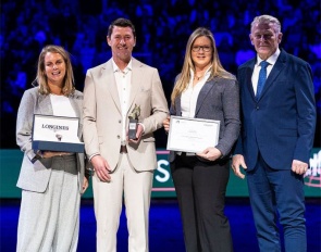 Stephan Kurz (2nd left) and WBFSH president Jan Pedersen (right) at the 2026 CDI-W Amsterdam :: Photo © Digishots