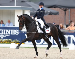 Nanna Skodborg Merrald and Blue Hors Santiano at the 2024 World Young Horse Championships :: Photo © Astrid Appels