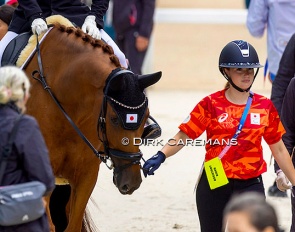 Soshi Yoshigoe and Javyro with groom Lynn Dohmen by their side at the 2024 Paralympics in Paris :: Photo © Dirk Caremans