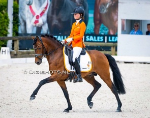 Esmae Niessen on Alfons Rieg' German bred and owned Ganymed W at the 2026 CDIO Lier :: Photo © Digishots