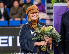 Eva Simeoni at the 2022 CDI Stuttgart where she received the German Equestrian Cross in Silver :: Photo © Stefan Lafrentz