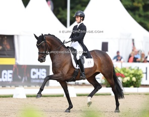 Carina Scholz and La Jolie SW OLD win the 7-year old consolation finals at the 2026 World Young Horse Championships :: Photo © Astrid Appels