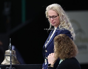 Joyce van Rooijen-Heuitink judging at the 2025 CDI-W 's Hertogenbosch :: Photo © Astrid Appels