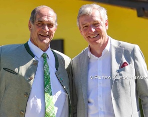 Herbert Gugganig (OEPS-President) and Johannes Mayrhofer at the 2026 Austrian Dressage Championships :: Photo © Petra Kerschbaum
