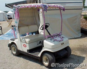 I decorated our golf cart almost Moulin Rouge style