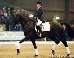 Marie Jose Hulsman on the Jo Rutten bred licensed stallion Obelisk :: Photo © Dirk Caremans