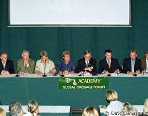 A panel of top trainers are equestrian professionals at the 2001 Global Dressage Forum