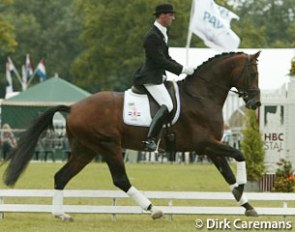 Stefan van Ingelgem test-riding Hilltop Rousseau at the 2002 Pavo Cup Finals :: Photo © Dirk Caremans