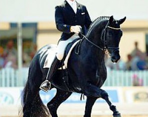 Holga Finken and Furst Heinrich at the 2003 World Young Horse Championships