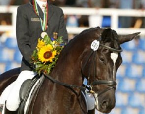Julia Katharina von Platen and Rose Noir are the bronze medalists at the 2003 World Young Horse Championships