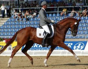Wolfhard Witte and Worldly at the 2003 World Young Horse Championships :: Photo © Thomas Bach Jensen