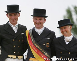 The podium at the 2004 German Championship for Professional Dressage Riders: Zeilinger, Schmidt, Gräf :: Photo © Astrid Appels