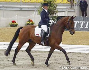 Evi Strasser and Foto Tyme at the 2004 World Young Horse Championships :: Photo © Dirk Caremans