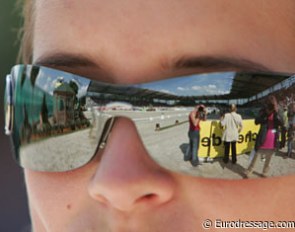 The dressage arena from a sunglass perspective