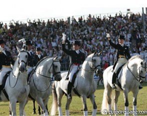 Lovely group shot of the Spanish Dressage Team during the Closing Ceremony