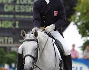 Eurodressage's Prize for "Happiest Rider on the Scene" goes to the Polish Jaroslaw <Jarc> Wierchowzki.