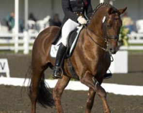 Eilberg rode Don Perry again in the Intermediaire I. They achieved 67.60% which placed them third in a field of 31 competitors.