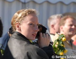 Jana Freund watching the horses she'll have to judge as guest judge rider later on.