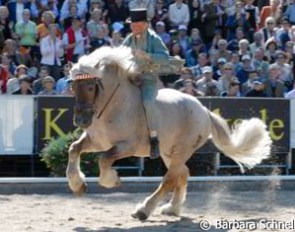 Standing ovation for a da capo of last year's comedy on horseback in the break before the prize-giving ceremony of the 6-year old Dressage Horses