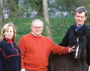 Louise and Doug Leatherdale with Jens Meyer, who stands their stallions at stud in Germany