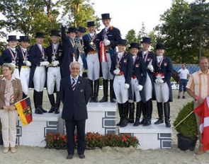 The team podium at the 2006 European Junior Riders Championships: Germany (silver), Holland (gold), Denmark (bronze) :: Photo © Michael Rzepa
