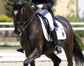 Kristina Sprehe and Rose Noir at the 2006 European Young Riders Championships :: Photo © Michael Rzepa