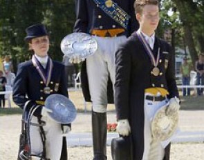 The individual podium at the 2006 European Junior Riders Championships: Van der Linde (silver), Van Silfhout (gold), Berg (bronze) :: Photo © Michael Rzepa