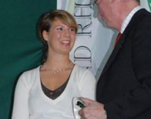 Lydia Camp, individual and team gold at the EC in Saumur. She also won the German championships aboard Dulcia and is now moving on to the junior division (her award was presentede by Heiner Nachbarschulte).