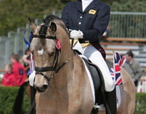 Alice Thompson and Donnerblitz. The union jack was stuffed in Alice's boots for the award ceremony.