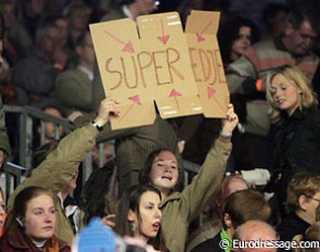 Edward Gal's fans cheer after he finished the test