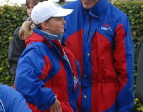 Debbie McDonald and Guenter Seidel having a chat at the warm up