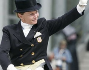 Debbie McDonald waves to crowds at the 2006 World Equestrian Games in Aachen :: Photo © Dirk Caremans