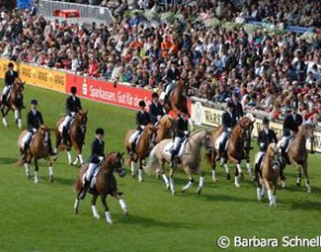 The unique pony quadrille leaves the arena.