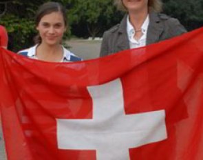 Aurelie Wettstein with her mom, Grand Prix rider Marie Line Wettstein