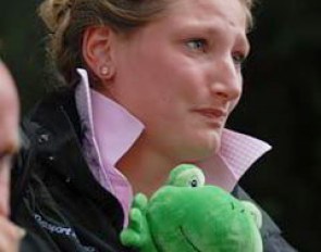 Wiebke Schumacher (daughter of Samira's breeder) and her lucky frog.