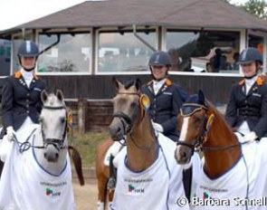 Dutch pony riders Kimberley de Jongh, Angela Krooswijk and Antoinette Te Riele