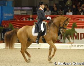 Laurens van Lieren presented Ollright with a far to narrow neck throughout the Grand Prix. The judges commented on that fact, and there was some visible improvement in the Kür the next day.