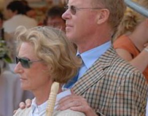 Ursula and Wilfried Bechtolsheimer watch daughter Laura ride