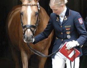 Sanneke Rothenberger and Domino Dancing return from measuring. Her pony passed!