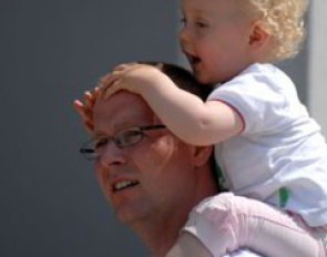 Danish Olympic team reserve member Anders Dahl with his one year old daughter Mette Clare