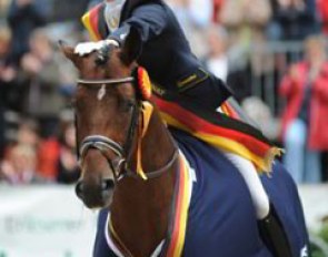 Anna Sophie Fiebelkorn and Imperio win the 5-year old division at the 2008 Bundeschampionate :: Photo © Barbara Schnell