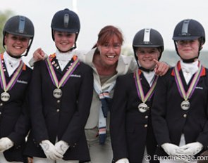 The silver medal winning Dutch pony team: Lotte Jansen, Danielle Houtvast, Christa Laarakkers, Anne Meulendijks, Antoinette te Riele :: Photo © Astrid Appels