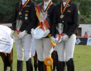 The pony podium at the 2008 German Championships: Sönke, Sanneke, Florine :: Photo © Barbara Schnell