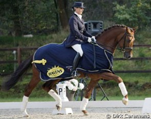 Dominique Mohimont and Zephyr won the 2008 Belgian Young Horse Championships in the 4-year old division