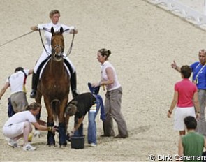 Heike Kemmer gets ride for her Grand Prix ride at the 2008 Olympics :: Photo © Dirk Caremans