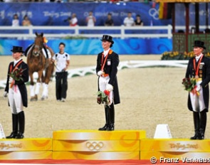 The 2008 Olympic podium: Isabell Werth, Anky van Grunsven, Heike Kemmer :: Photo © Franz Venhaus