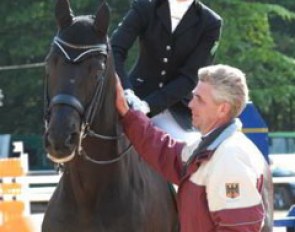 Thea Felicitas Muller on Highway and trainer Hans Heinrich Meyer zu Strohen by their side